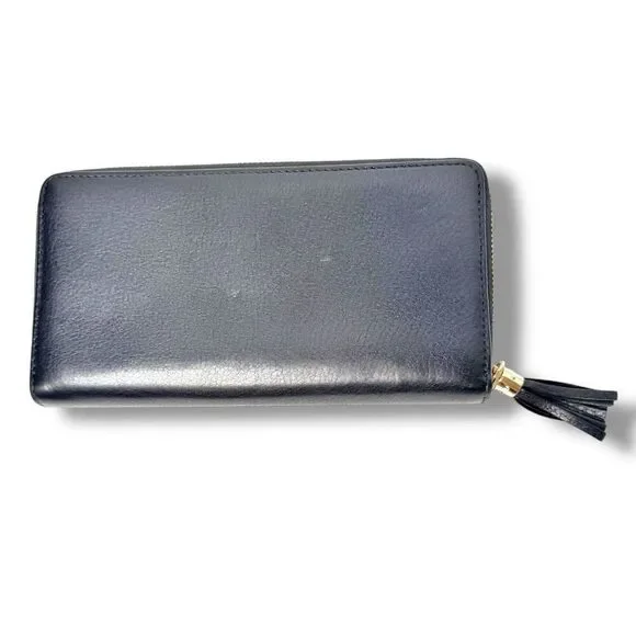 Gucci Soho Interlocking G Tassel Calfskin Leather Zip Around Long Wallet Black - Picture 3 of 8